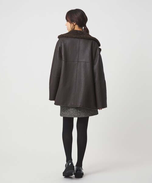 EMMEL REFINES（エメルリファインズ）の「＜EMMEL REFINES＞EM リバーシブル フェイクムートン コート（ピーコート・レディース・ダークブラウン/ベージュ・M/S）」の18枚目の写真