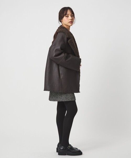 EMMEL REFINES（エメルリファインズ）の「＜EMMEL REFINES＞EM リバーシブル フェイクムートン コート（ピーコート・レディース・ダークブラウン/ベージュ・M/S）」の20枚目の写真