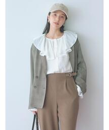 Samansa Mos2 blue(サマンサモスモスブルー)のアソートダブルジャケット(ノーカラージャケット)