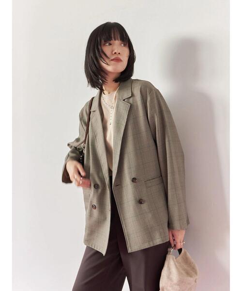 Samansa Mos2 blue(サマンサモスモスブルー)の「アソートダブルジャケット(ノーカラージャケット・レディース・ブラウン/ベージュ/チャコールグレー/カーキ・F)」の3枚目の写真