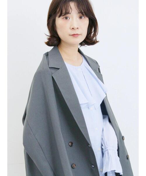 Samansa Mos2 blue(サマンサモスモスブルー)の「アソートダブルジャケット(ノーカラージャケット・レディース・ブラウン/ベージュ/チャコールグレー/カーキ・F)」の8枚目の写真