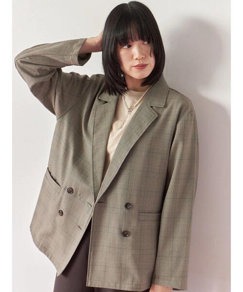 Samansa Mos2 blue(サマンサモスモスブルー)の「アソートダブルジャケット(ノーカラージャケット・レディース・ブラウン/ベージュ/チャコールグレー/カーキ・F)」の16枚目の写真