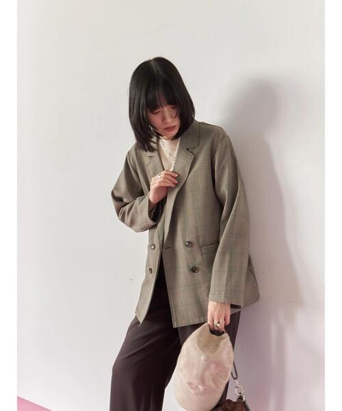 Samansa Mos2 blue(サマンサモスモスブルー)の「アソートダブルジャケット(ノーカラージャケット・レディース・ブラウン/ベージュ/チャコールグレー/カーキ・F)」の17枚目の写真