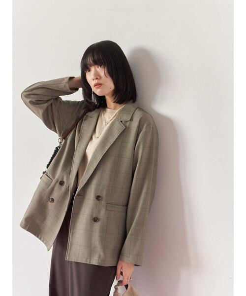 Samansa Mos2 blue(サマンサモスモスブルー)の「アソートダブルジャケット(ノーカラージャケット・レディース・ブラウン/ベージュ/チャコールグレー/カーキ・F)」の21枚目の写真