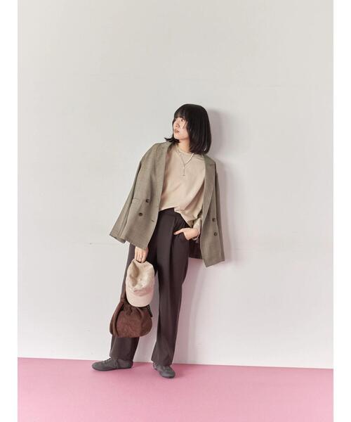 Samansa Mos2 blue(サマンサモスモスブルー)の「アソートダブルジャケット(ノーカラージャケット・レディース・ブラウン/ベージュ/チャコールグレー/カーキ・F)」の22枚目の写真