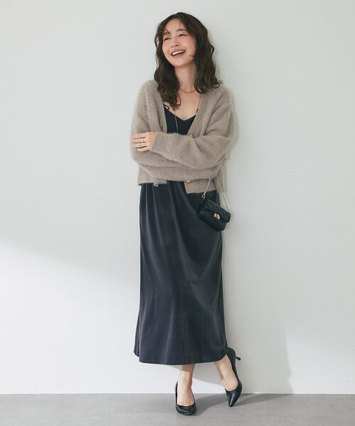 セール】【上質・ふわふわ】ヘアリーヤーンメタルボタンカーディガン