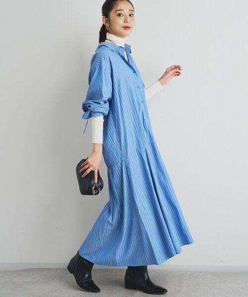 un dix cors(アンディコール)の「《主役級アイテム◎》ストライプマーメイドシャツワンピース(シャツワンピース・レディース・ブルー/ブラック・FREE)」の1枚目の写真
