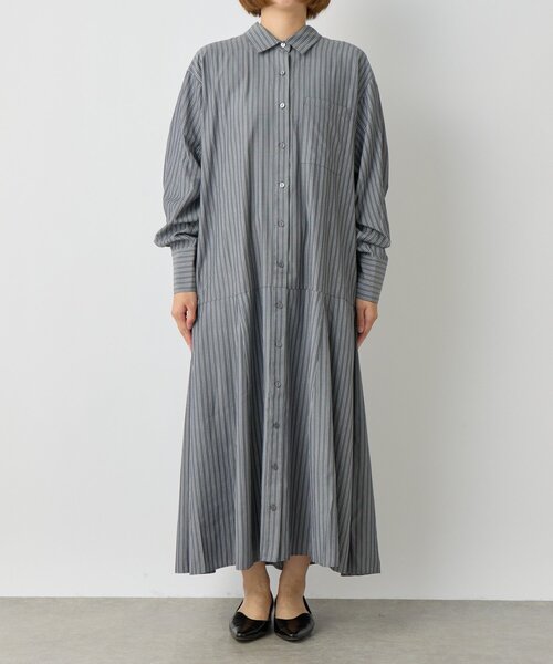 un dix cors(アンディコール)の「《主役級アイテム◎》ストライプマーメイドシャツワンピース(シャツワンピース・レディース・ブルー/ブラック・FREE)」の3枚目の写真
