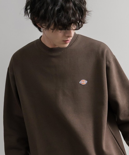 Dickies(ディッキーズ)の「Dickies 裏起毛ワンポイントロゴワッペンクルーネック長袖スウェットトレーナー(スウェット・メンズ・ネイビー/オートミール/ブラック/ブラウン・LL/L/M)」の1枚目の写真