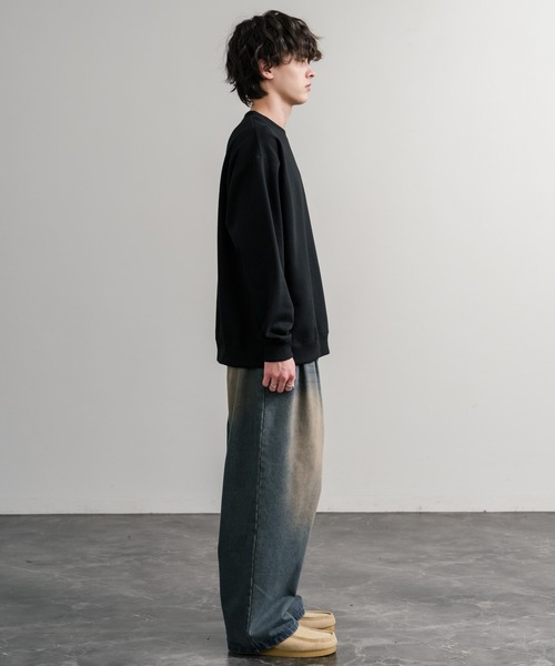 Dickies 裏起毛ワンポイントロゴワッペンクルーネック長袖スウェット