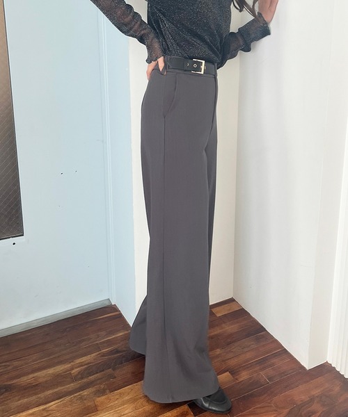 STYLEBLOCK(スタイルブロック)の「ベルトデザインワイドパンツ(その他パンツ・レディース・ブラック/グレー・M/S)」の2枚目の写真