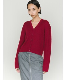 MIDIUMISOLID for Ladies Vネックリブカーディガン