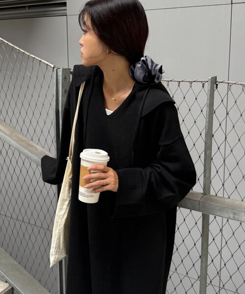 WILLOW(ウィロー)の「【willow】ニットフーディースキッパーワンピース(ワンピース・レディース・ブラック/グレー・ONE SIZE)」の11枚目の写真