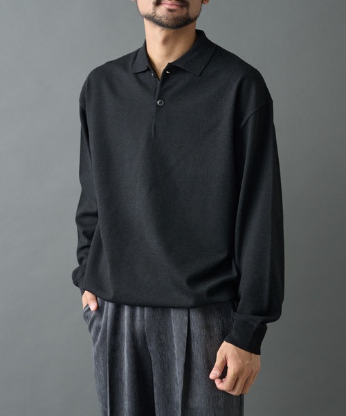 COLONY 2139(コロニートゥーワンスリーナイン)の「TW/ポリエステルウールニットポロ(ニット/セーター・メンズ・チャコールグレー/ブラック・MEDIUM/LARGE)」の2枚目の写真