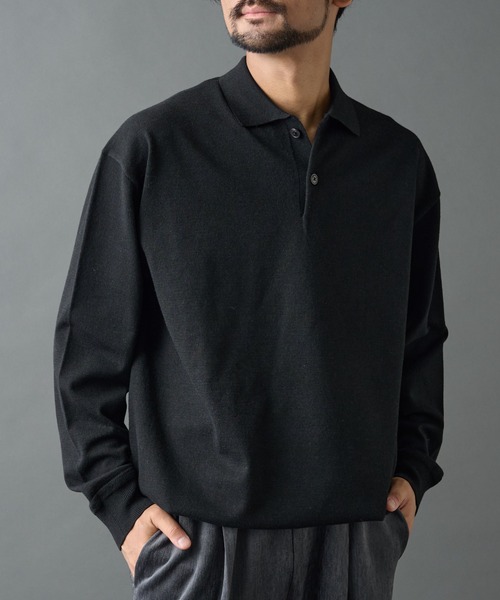 COLONY 2139(コロニートゥーワンスリーナイン)の「TW/ポリエステルウールニットポロ(ニット/セーター・メンズ・チャコールグレー/ブラック・MEDIUM/LARGE)」の17枚目の写真