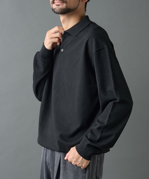 COLONY 2139(コロニートゥーワンスリーナイン)の「TW/ポリエステルウールニットポロ(ニット/セーター・メンズ・チャコールグレー/ブラック・MEDIUM/LARGE)」の15枚目の写真