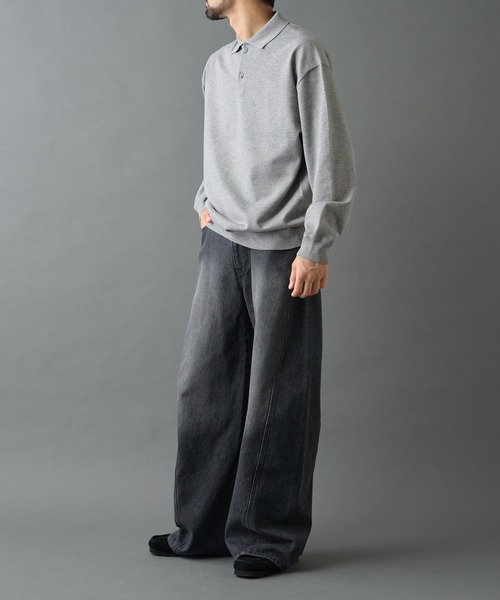 COLONY 2139(コロニートゥーワンスリーナイン)の「TW/ポリエステルウールニットポロ(ニット/セーター・メンズ・チャコールグレー/ブラック・MEDIUM/LARGE)」の5枚目の写真