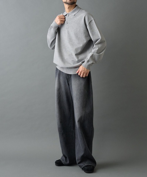 COLONY 2139(コロニートゥーワンスリーナイン)の「TW/ポリエステルウールニットポロ(ニット/セーター・メンズ・チャコールグレー/ブラック・MEDIUM/LARGE)」の4枚目の写真