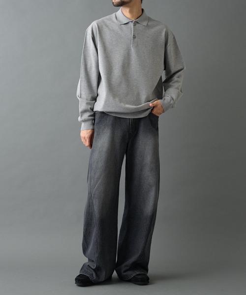 COLONY 2139(コロニートゥーワンスリーナイン)の「TW/ポリエステルウールニットポロ(ニット/セーター・メンズ・チャコールグレー/ブラック・MEDIUM/LARGE)」の7枚目の写真