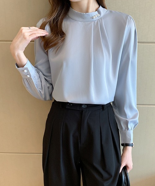 SallyLunn(サリーラン)の「エレガントパール付きブラウス(シャツ/ブラウス・レディース・ホワイト/ブラック/グレー・MEDIUM/LARGE)」の4枚目の写真
