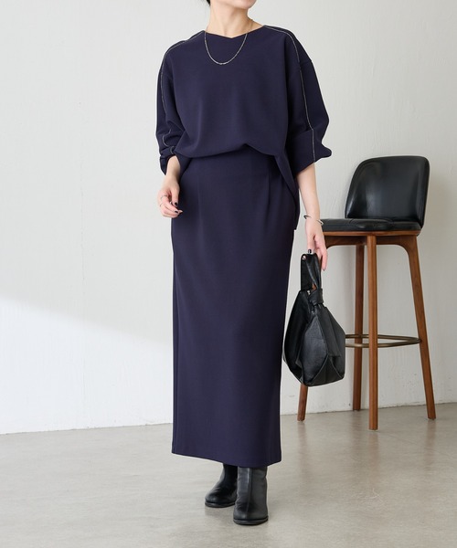 COLLAGE GALLARDAGALANTE（コラージュガリャルダガランテ）の「ビーズラインカットセットアップ（ワンピース・レディース・ネイビー/グレイッシュベージュ・FREE）」の20枚目の写真