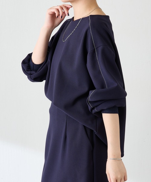 COLLAGE GALLARDAGALANTE（コラージュガリャルダガランテ）の「ビーズラインカットセットアップ（ワンピース・レディース・ネイビー/グレイッシュベージュ・FREE）」の22枚目の写真