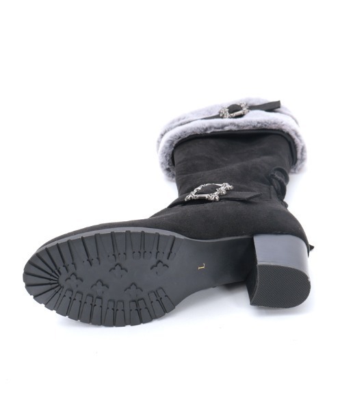 ファー付スエードロングブーツ（ブーツ）｜axes femme（アクシーズ