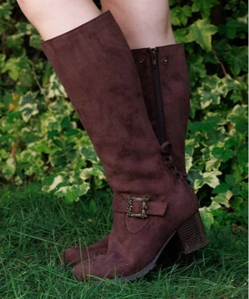 ブラウン スエード ファー付きロングブーツ ブラウン スエード ファー付き ロングブーツ