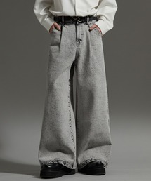 【cussil/クシル】【12oz】ヴィンテージデザインワイドバギーストレートデニムパンツ