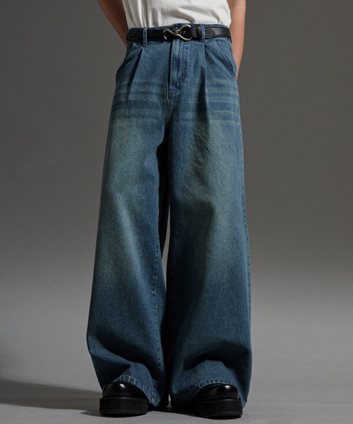 cussil（クシル）の「【cussil/クシル】【12oz】ヴィンテージデザインワイドバギーストレートデニムパンツ（デニムパンツ・メンズ・ブラック/ブルー/グレー・M/S/L）」の6枚目の写真