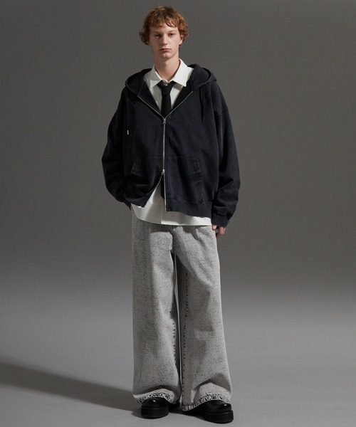 cussil（クシル）の「【cussil/クシル】【12oz】ヴィンテージデザインワイドバギーストレートデニムパンツ（デニムパンツ・メンズ・ブラック/ブルー/グレー・M/S/L）」の8枚目の写真