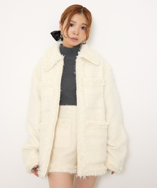 FLUFFY TWEED JK フラッフィー ツイード ジャケット 秋服 冬服