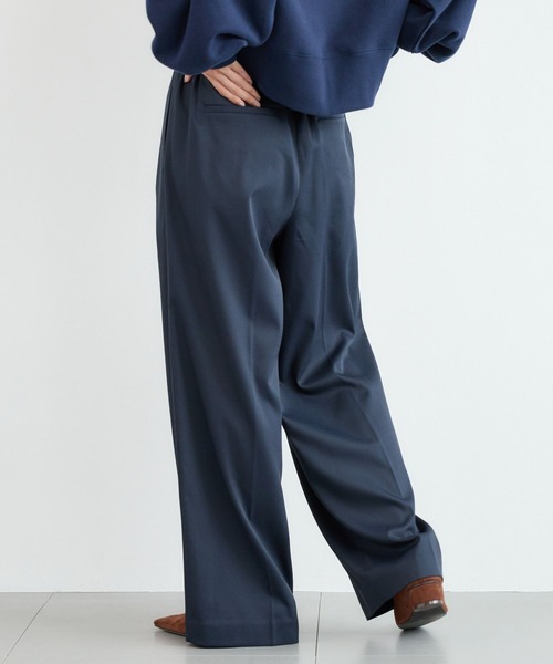 BARNYARDSTORM(バンヤードストーム)の「BARNYARDSTORM / ウォームサテンワイドパンツ 【YouTube「i.style closet」紹介アイテム】(その他パンツ・レディース・ホワイト/ネイビー・S/M)」の4枚目の写真
