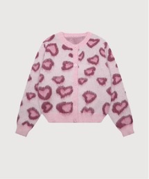 Leopard Motif Heart Cardigan