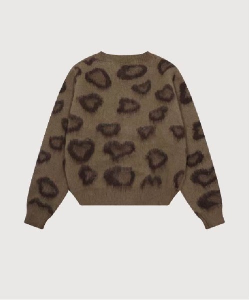 LA POMME petit（ラポミ・プチ）の「Leopard Motif Heart Cardigan（カーディガン/ボレロ・レディース・ブラウン/ピンク・FREE）」の4枚目の写真