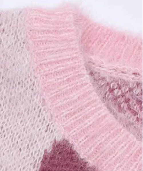 LA POMME petit（ラポミ・プチ）の「Leopard Motif Heart Cardigan（カーディガン/ボレロ・レディース・ブラウン/ピンク・FREE）」の5枚目の写真