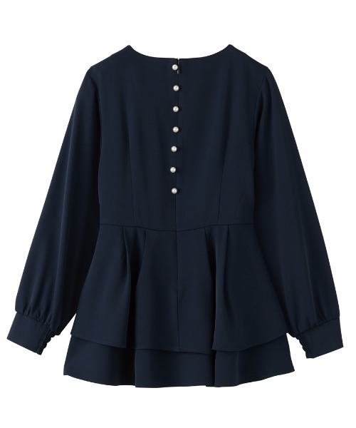 RANAN（ラナン）の「【2点セット】洗える/防シワ　バックパール調ペプラムセットアップ[Sサイズ有]（パンツドレス・レディース・ブラック/ネイビー・S/M/L/LL）」の6枚目の写真