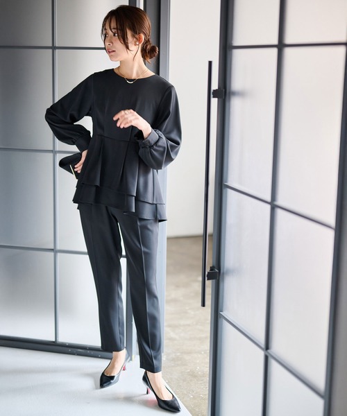 RANAN（ラナン）の「【2点セット】洗える/防シワ　バックパール調ペプラムセットアップ[Sサイズ有]（パンツドレス・レディース・ブラック/ネイビー・S/M/L/LL）」の20枚目の写真