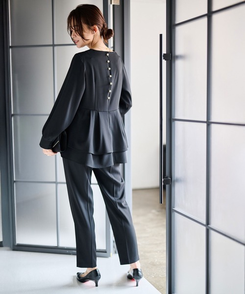 RANAN（ラナン）の「【2点セット】洗える/防シワ　バックパール調ペプラムセットアップ[Sサイズ有]（パンツドレス・レディース・ブラック/ネイビー・S/M/L/LL）」の22枚目の写真