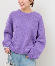 ニット/セーター（パープル/紫色系・ショート丈）ファッション