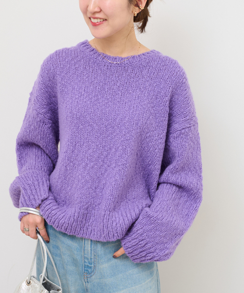 JOURNAL STANDARD relume（ジャーナルスタンダード　レリューム）の「チャンキーニットプルオーバー（ニット/セーター・レディース・イエロー系その他/パープル/イエロー・FREE）」の2枚目の写真