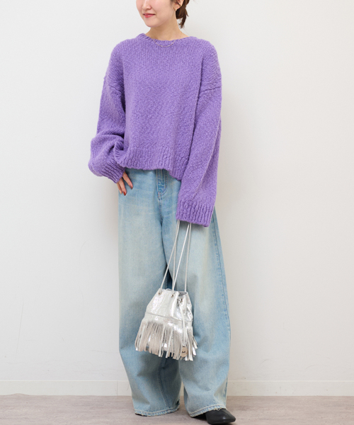 JOURNAL STANDARD relume（ジャーナルスタンダード　レリューム）の「チャンキーニットプルオーバー（ニット/セーター・レディース・イエロー系その他/パープル/イエロー・FREE）」の4枚目の写真