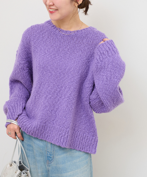JOURNAL STANDARD relume（ジャーナルスタンダード　レリューム）の「チャンキーニットプルオーバー（ニット/セーター・レディース・イエロー系その他/パープル/イエロー・FREE）」の9枚目の写真