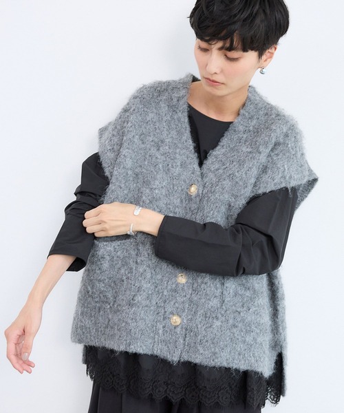 BARNYARDSTORM（バンヤードストーム）の「BARNYARDSTORM / 起毛金ボタンベスト / ハンドウォッシャブル（ベスト・レディース・オフホワイト/グレー/ブラック・FREE）」の8枚目の写真