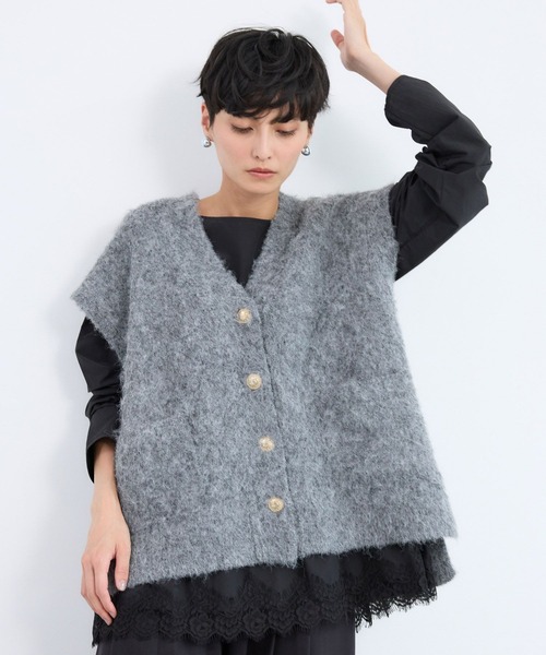 BARNYARDSTORM（バンヤードストーム）の「BARNYARDSTORM / 起毛金ボタンベスト / ハンドウォッシャブル（ベスト・レディース・オフホワイト/グレー/ブラック・FREE）」の7枚目の写真