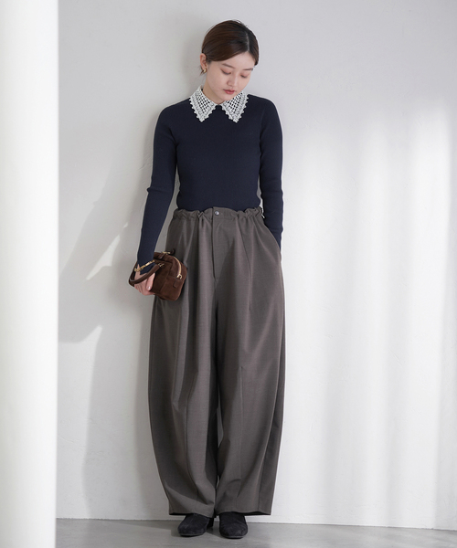 追加》レース襟 RIBホールガーメントプルオーバー（ニット/セーター