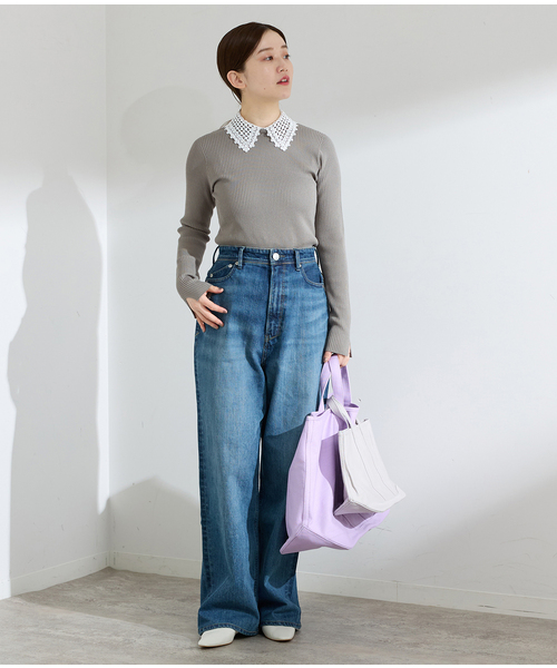 追加》レース襟 RIBホールガーメントプルオーバー（ニット/セーター