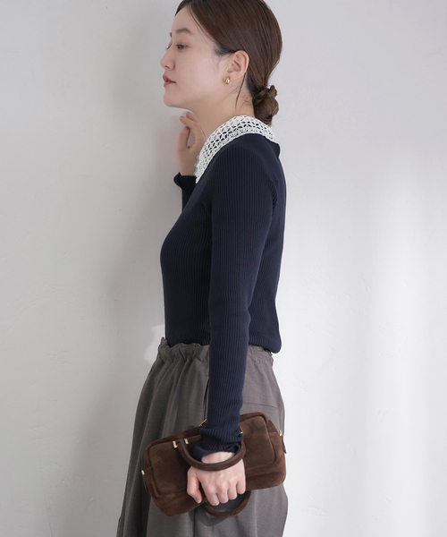 IENA（イエナ）の「《追加》レース襟 RIBホールガーメントプルオーバー