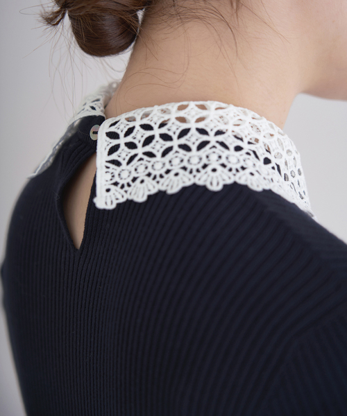 追加》レース襟 RIBホールガーメントプルオーバー（ニット/セーター