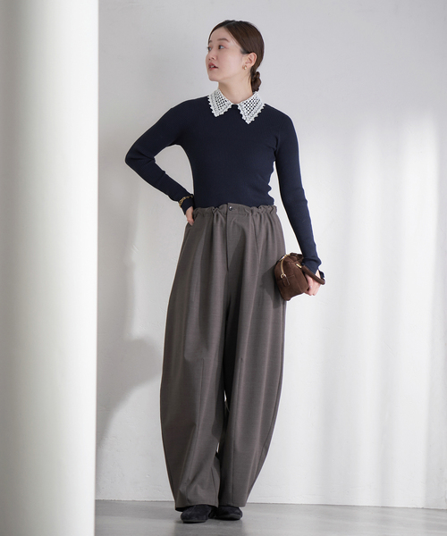 追加》レース襟 RIBホールガーメントプルオーバー（ニット/セーター